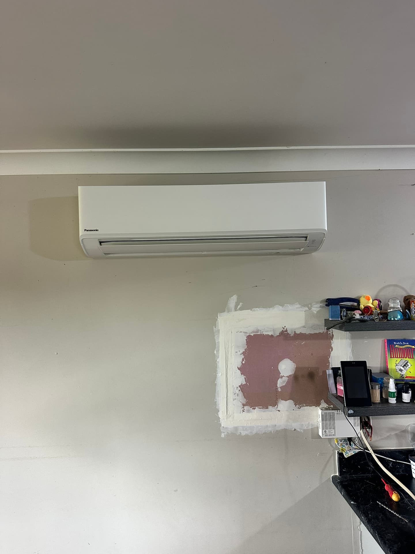 Panasonic high-wall heat pump installed inside a residential home in Te Awamutu, Waikato.